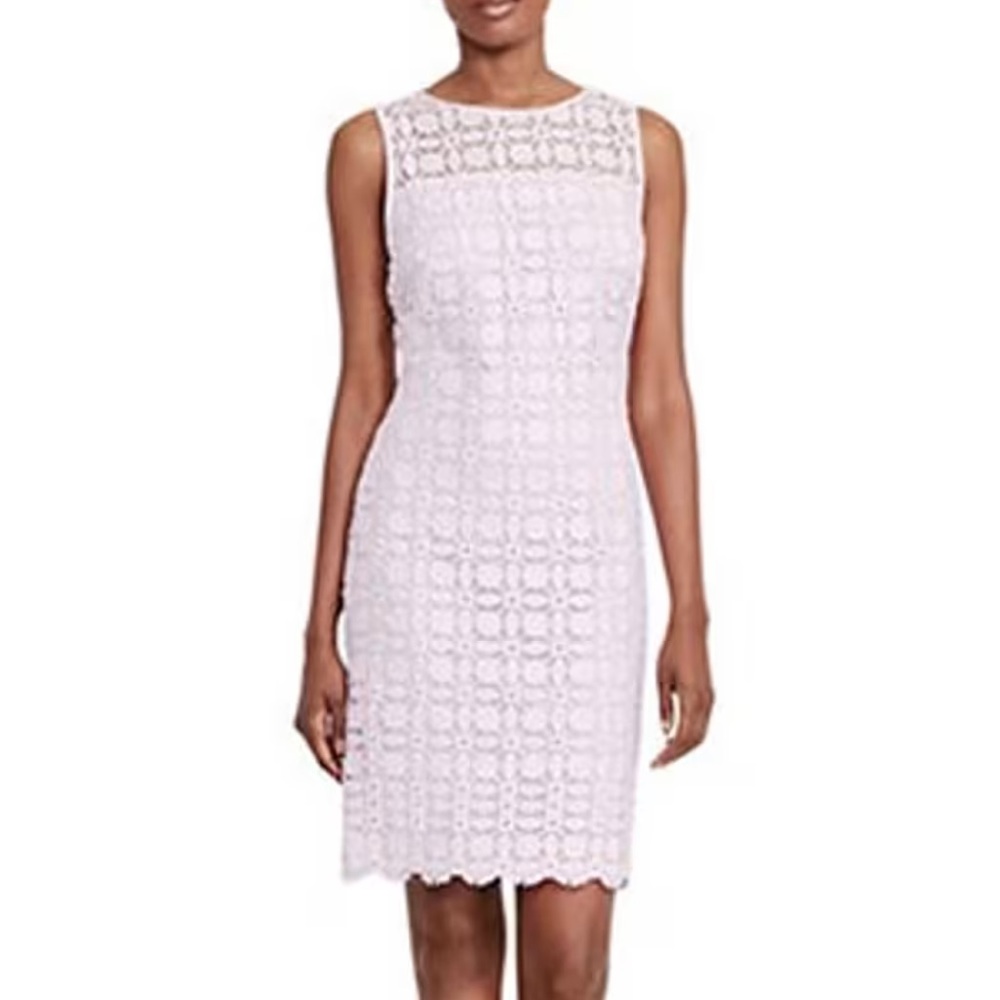 Lauren Ralph Lauren Geometric Lace Sleeveless Dress Light Pink Size 2 NWT